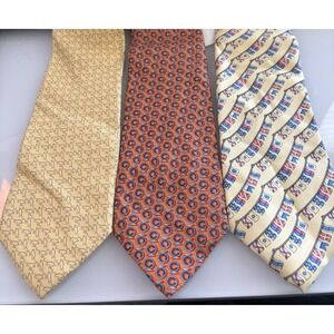 Vineyard Vines‎ Tie Lot 3 Geometric Flag Nautical Blue Yellow Orange